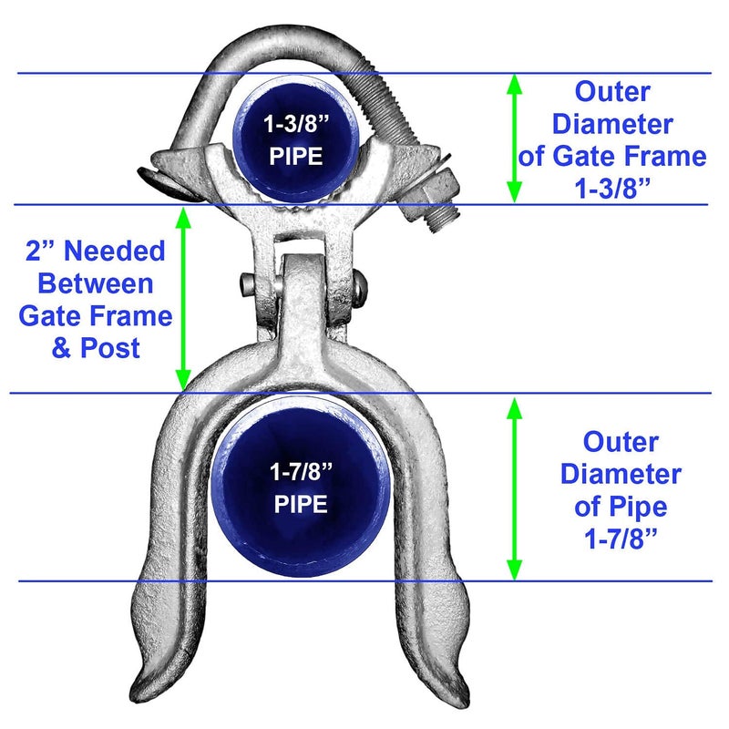 Jake Sales 1-3/8" x 1-7/8" (2") Chain Link Fence Gate Fork Latch - Commercial Heavy Duty - Malleable - Galvanized Gate Latch with Hole for Padlock - Image 2
